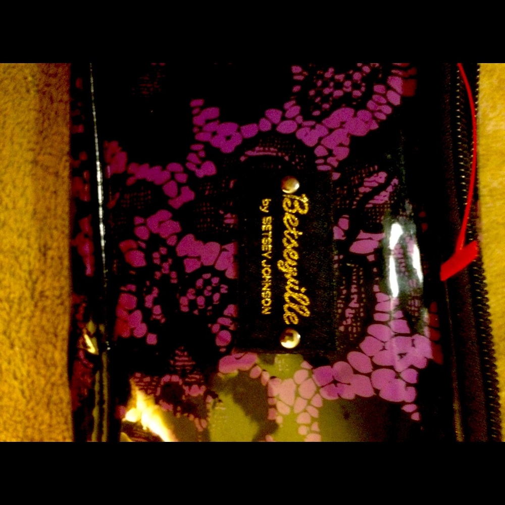 Betsy Johnson vinyl cosmetic bag- purple